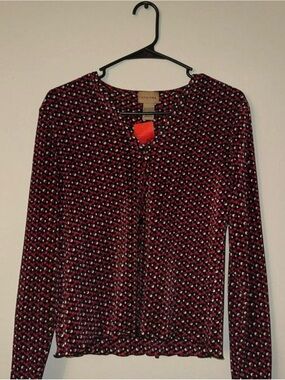 Choices Vintage Textured Geometric Long-Sleeve Women's Button Up Top